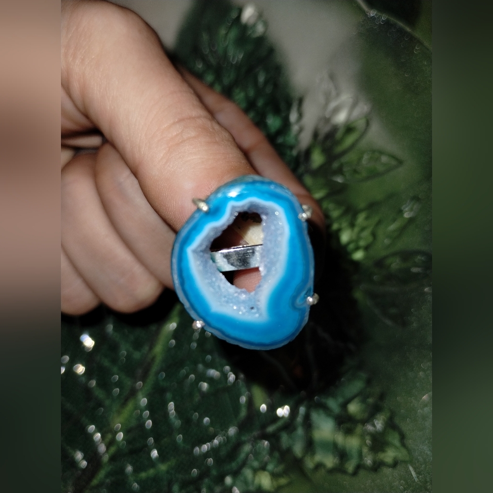 Blue solar agate 925 ring (sz 6.5)